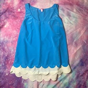 Lilly Pulitzer Blue and White Scallop Tank Top